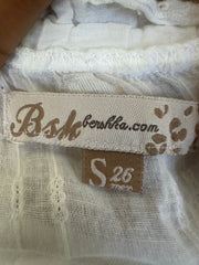french summer drop | Pequeno/médio branco de folha do ombro vestido superior das mulheres