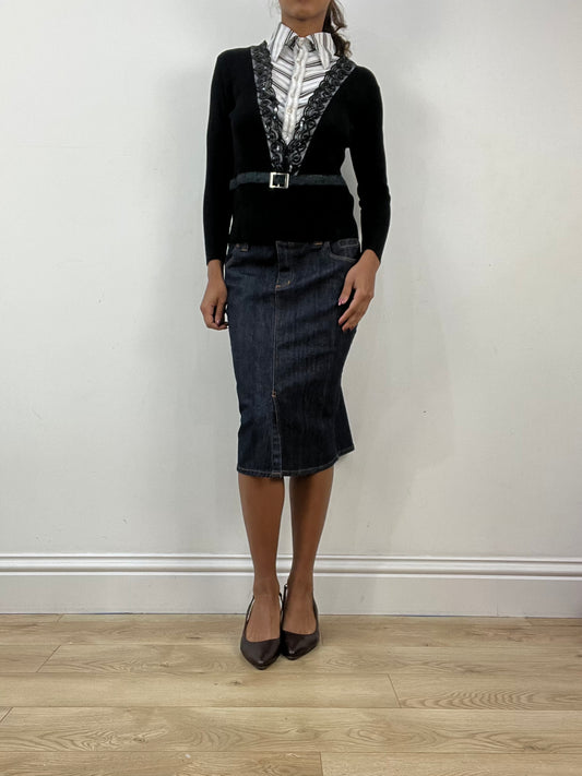 BEST PICKS | small black ribbed jumper with built in shirt detail