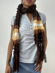 BEST PICKS | brown and yellow crochet scarf with tassel detail