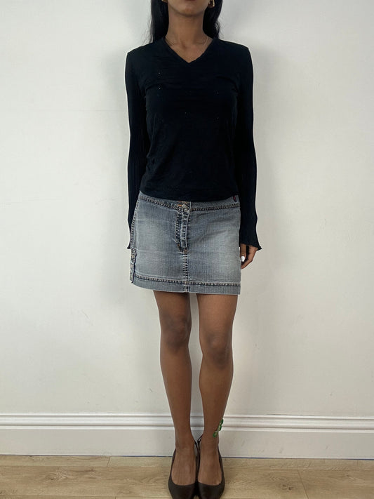 vintage edit eighteen | medium grey denim mini skirt
