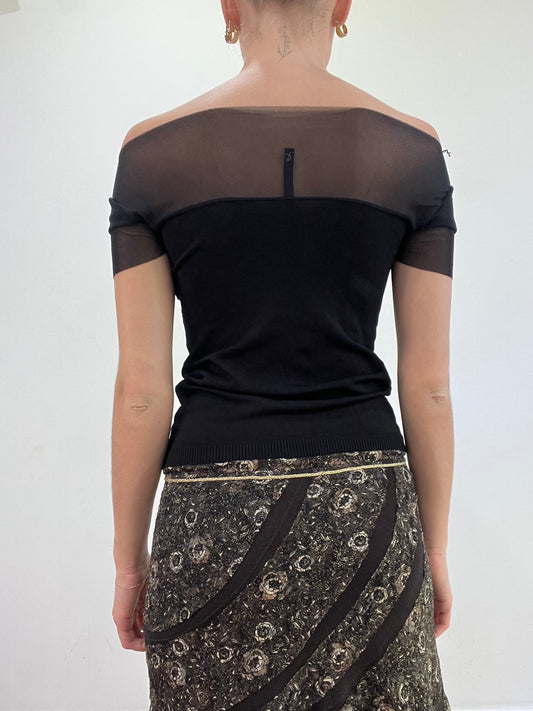 vintage edit: wedding guest | small black off the shoulder top with sequin detail