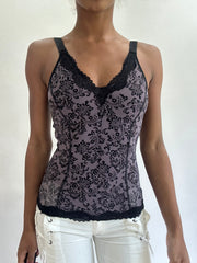 olivia rodrigo drop | taille: XS · couleur: violet · article: débardeur · détails: à motifs