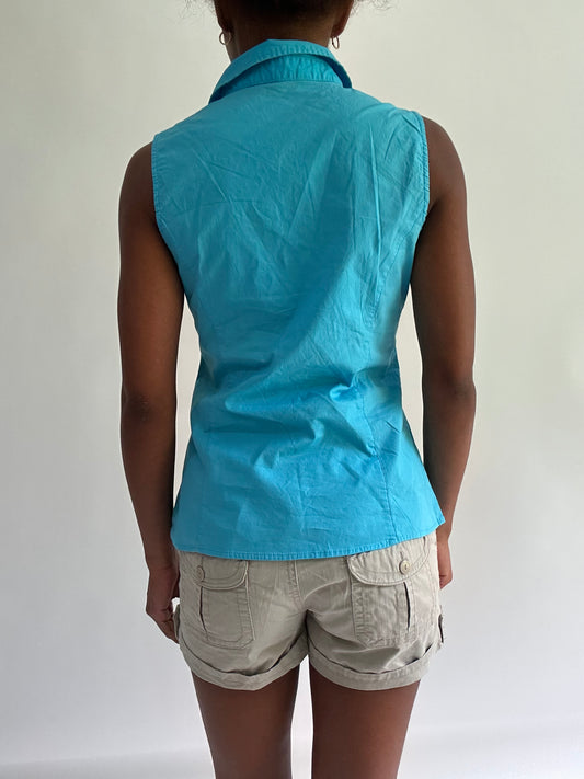 sailor drop | small blue old label zara sleeveless shirt
