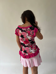 SATC drop | taille: M · couleur: rose + noir · article: haut · détails: motif