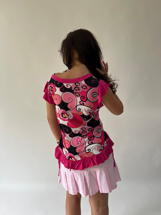 SATC drop | taille: M · couleur: rose + noir · article: haut · détails: motif