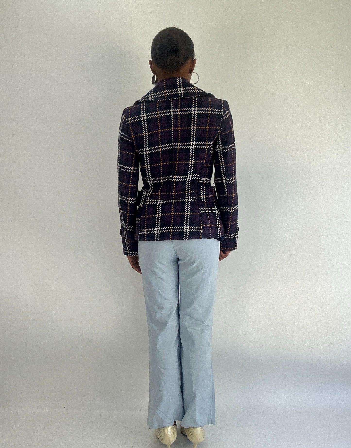 AUTUMN FAVOURITES | small purple and white jacket with tartan print