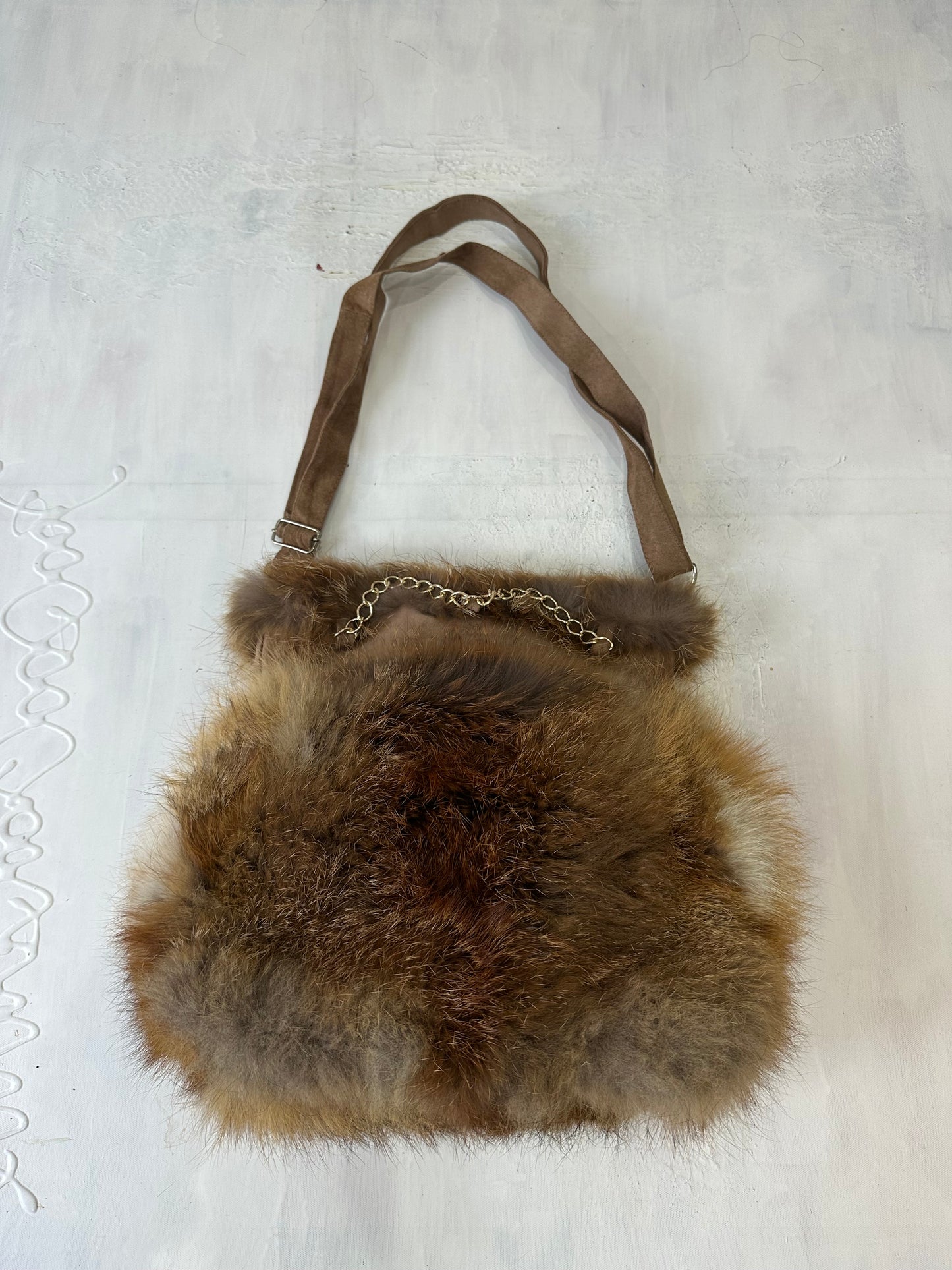 vintage edit thirty-three | brown faux fur shoulder bag