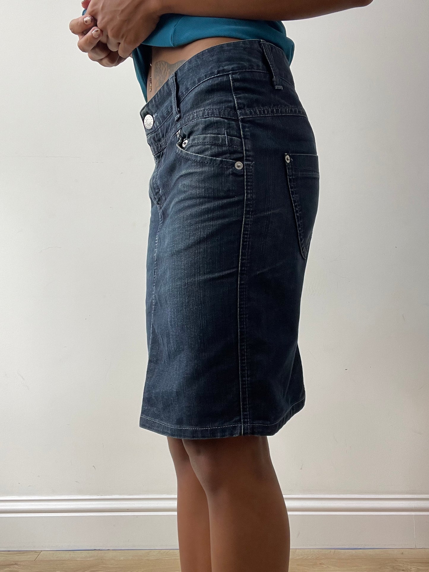 midsummer edit | small blue denim sisley midi skirt