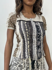 vintage edit: fashion week | small/medium beige mixed pattern top