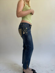 Y2K| small blue denim jeans with gold details