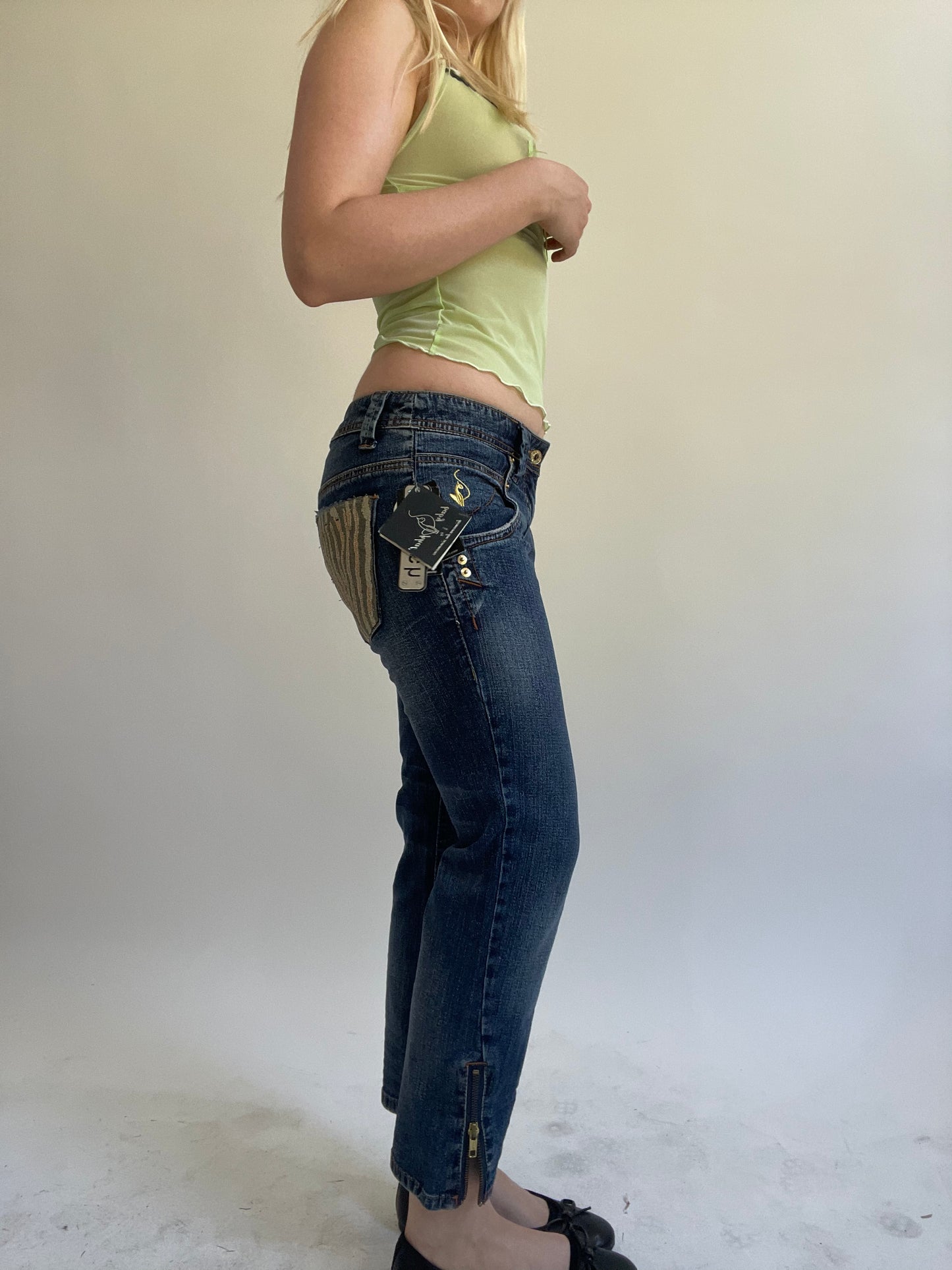 Y2K| small blue denim jeans with gold details