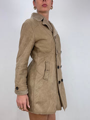 vintage edit ten | small beige faux suede pea style coat