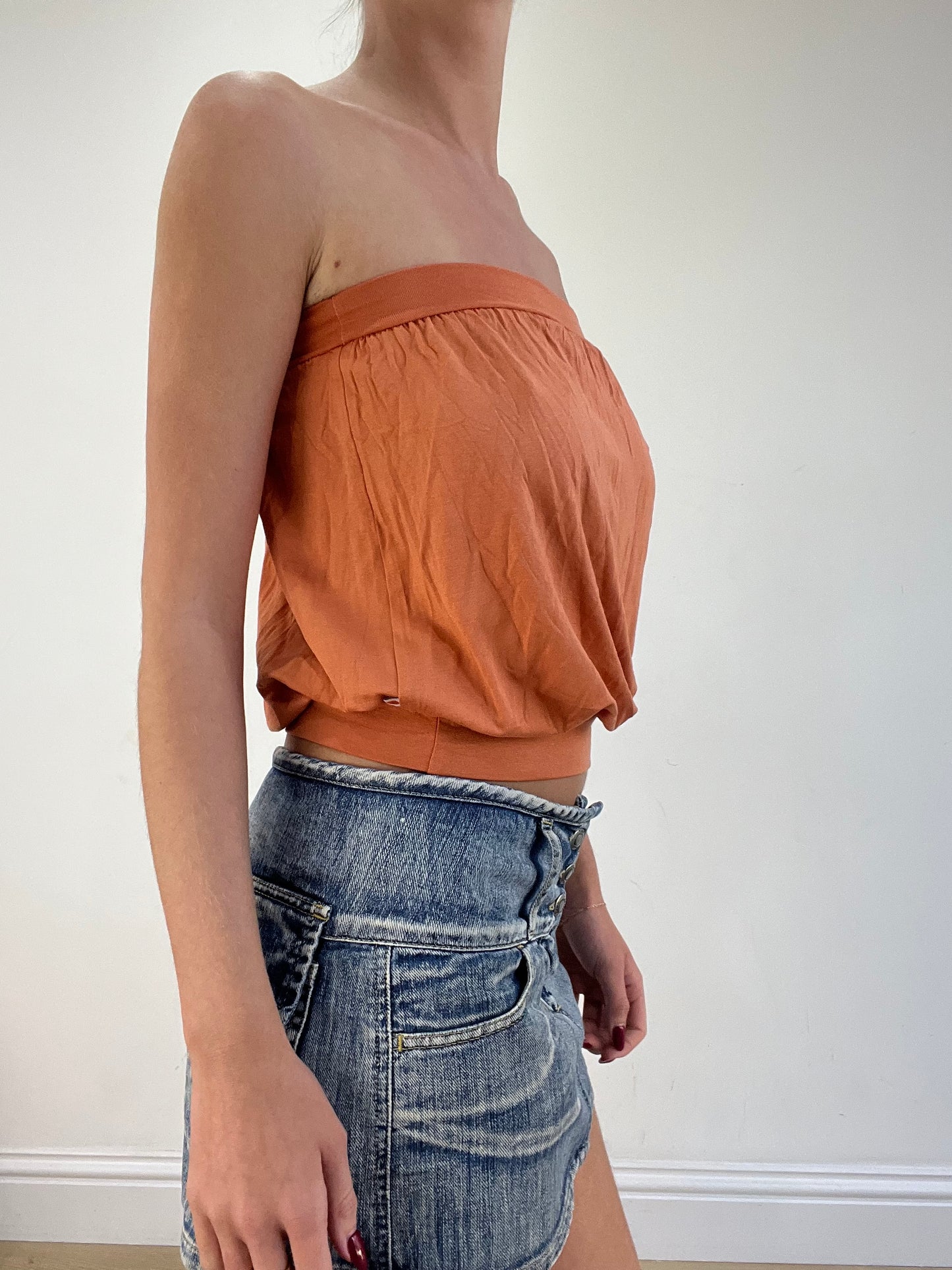 vintage edit sixteen | small orange bandeau and long sleeve bolero set