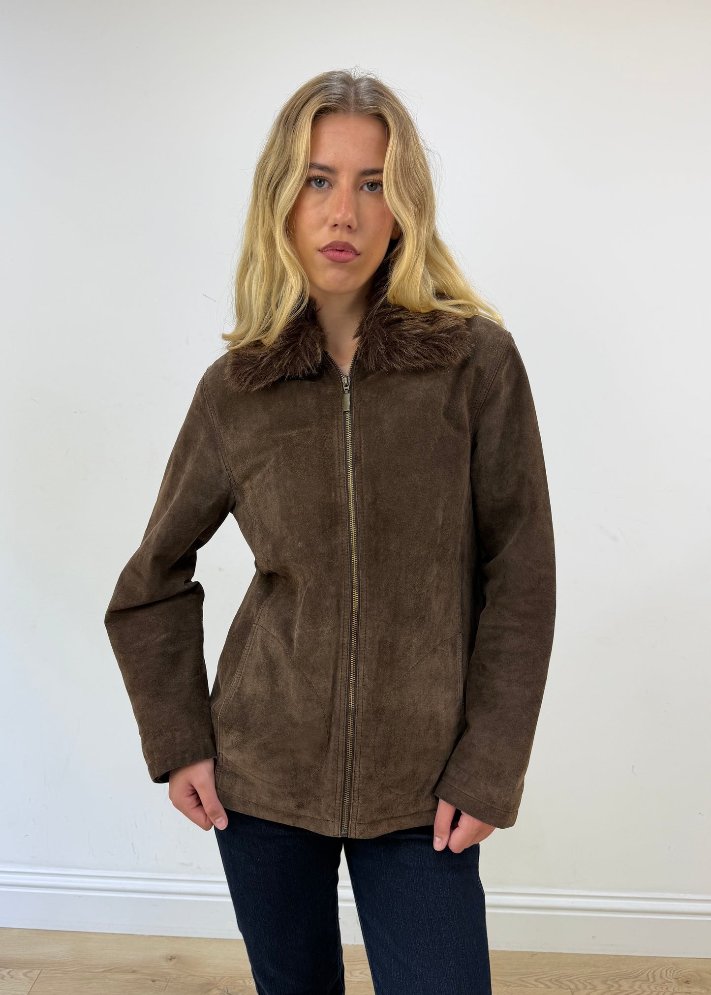 small brown suede jacket