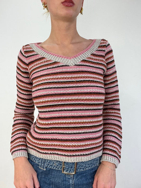 vintage edit fourteen | small pink and white striped jumper