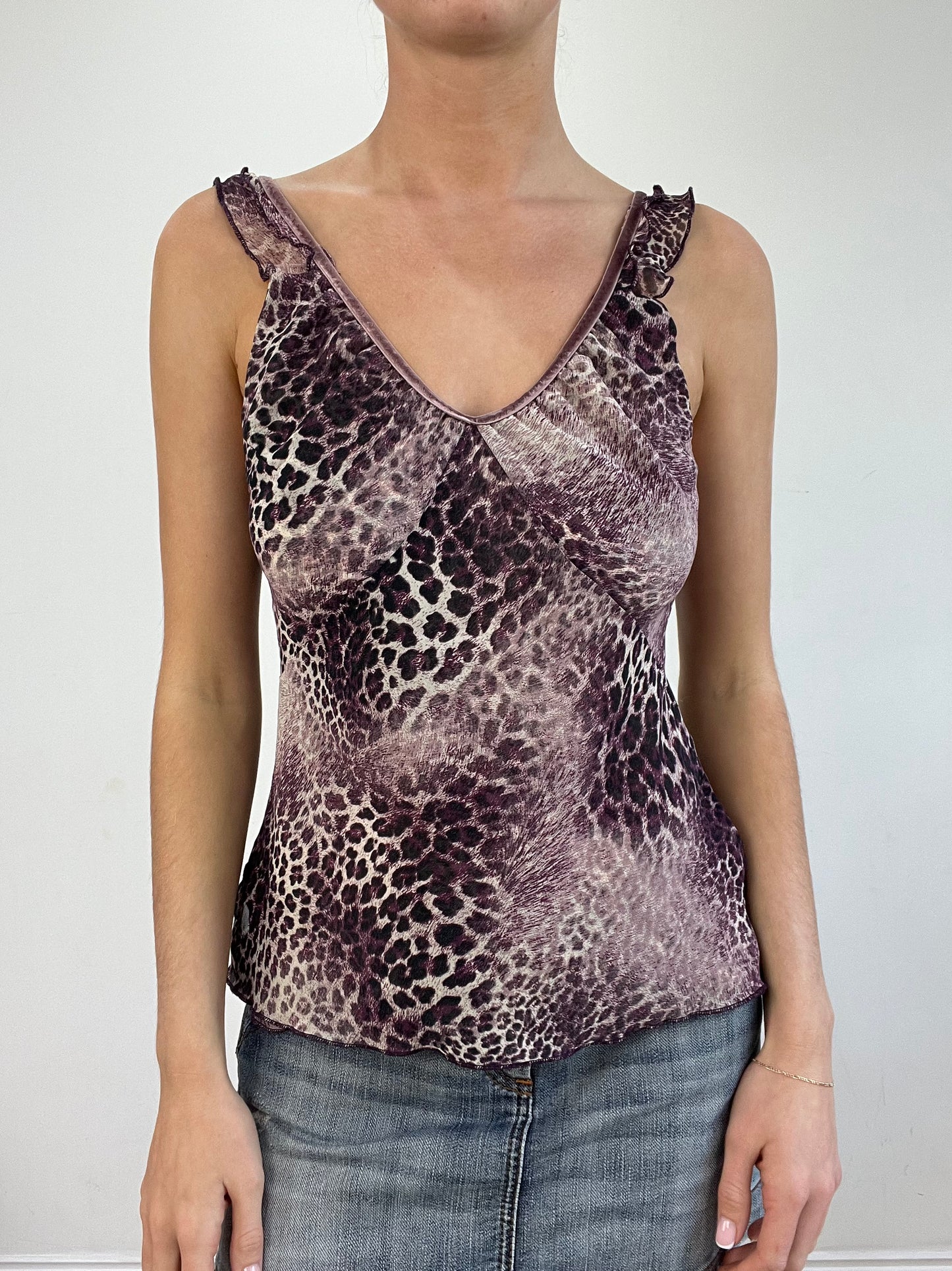vintage edit twenty | medium purple leopard print mesh cami