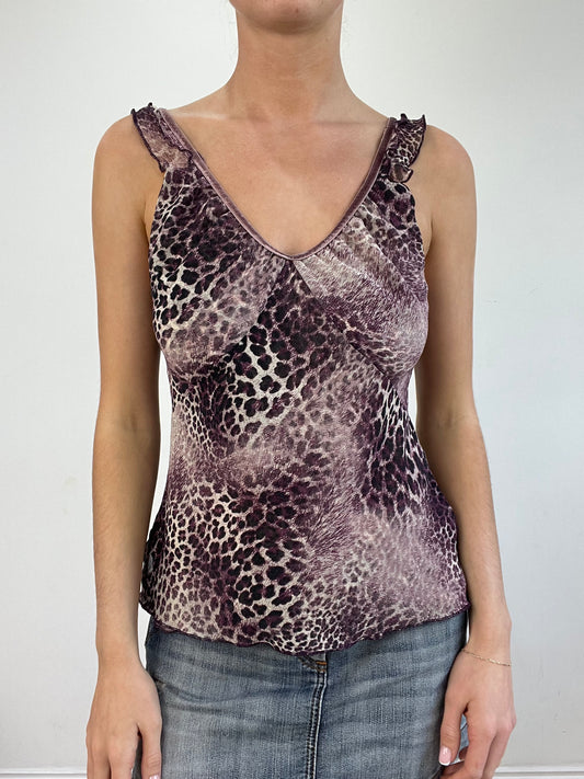 vintage edit twenty | medium purple leopard print mesh cami
