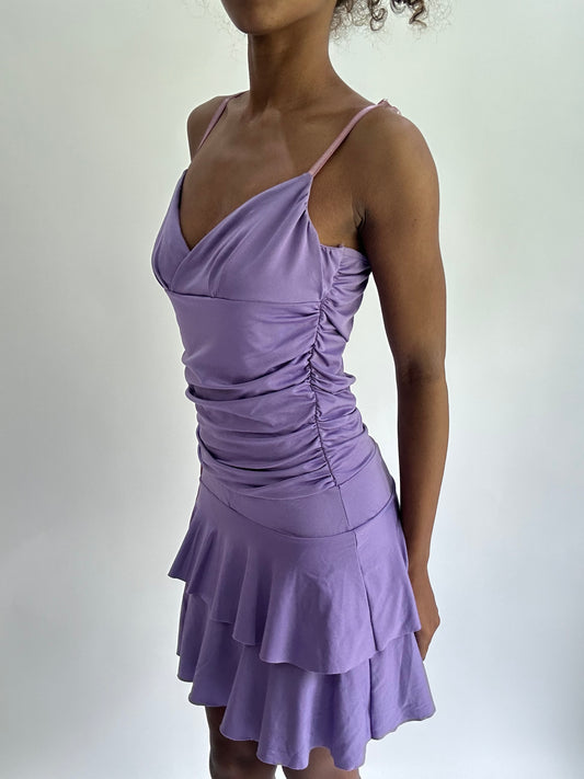 olivia rodrigo drop | small purple draped pleated mini dress