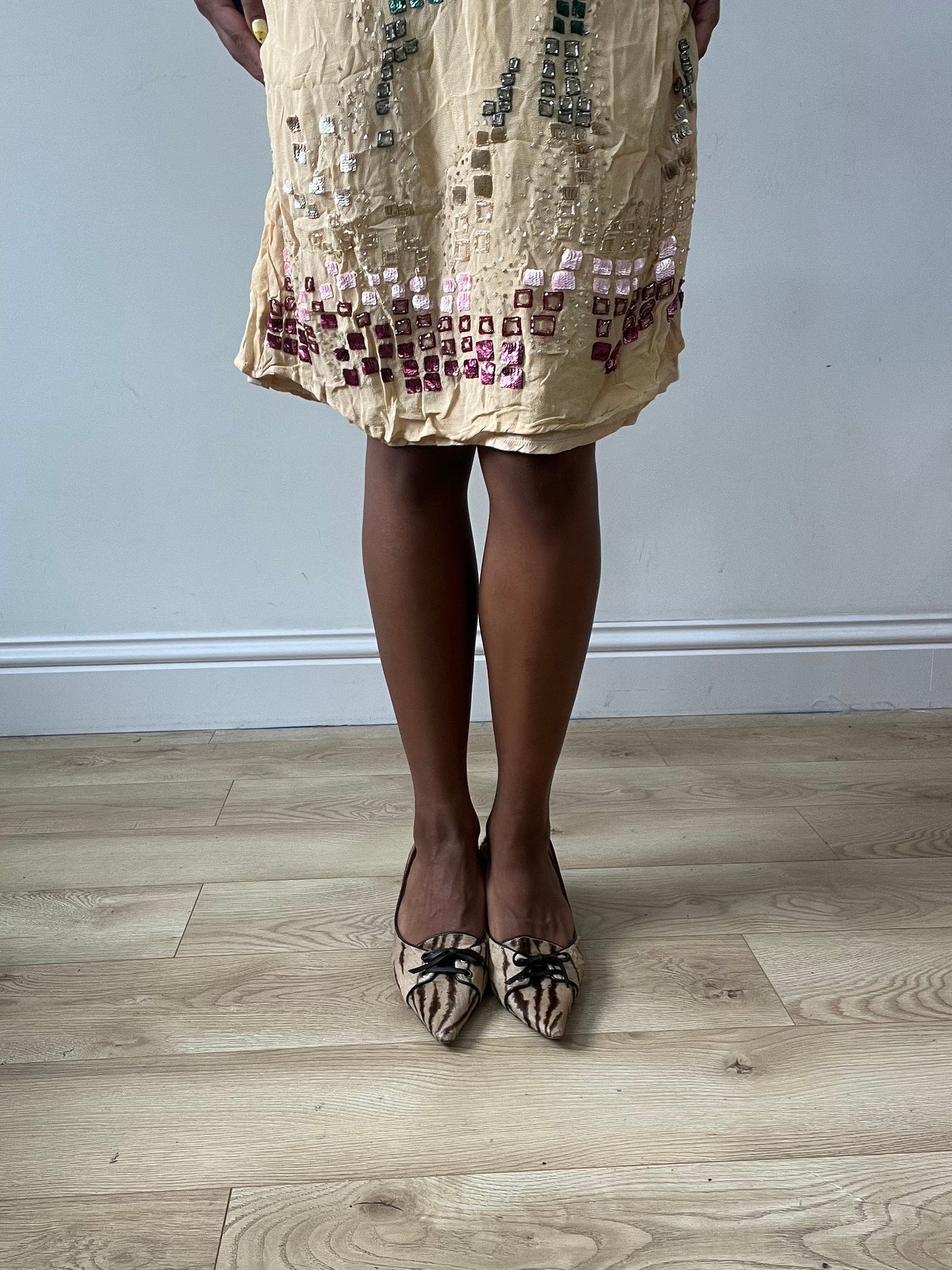 vintage edit thirty-two | UK 6 brown moschino fur kitten heels with lace up detail