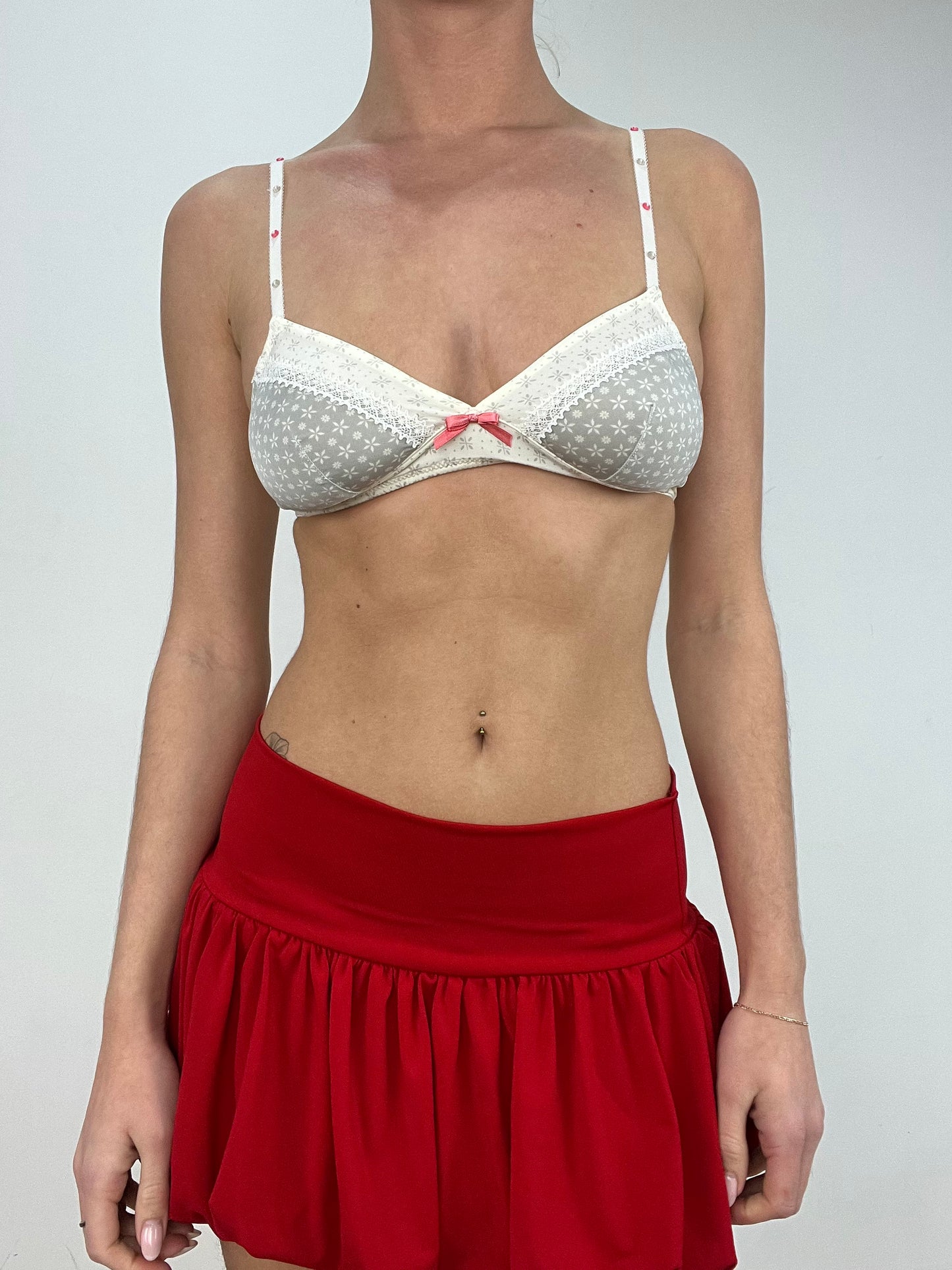 vintage edit ten | small white and grey floral bra