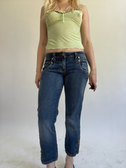 Y2K| small blue denim jeans with gold details