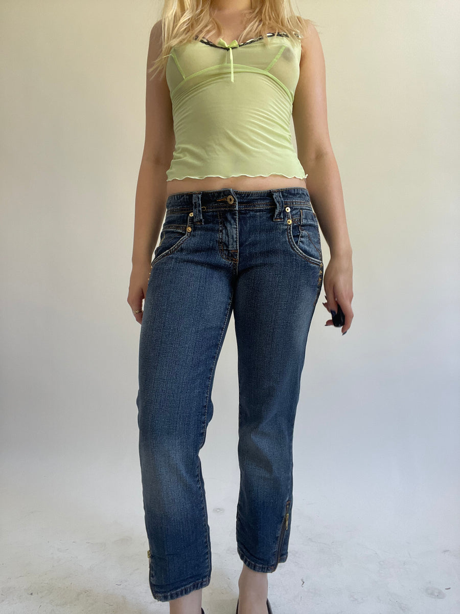 Y2K| small blue denim jeans with gold details