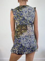 BEST PICKS | small blue and green circle print mesh top