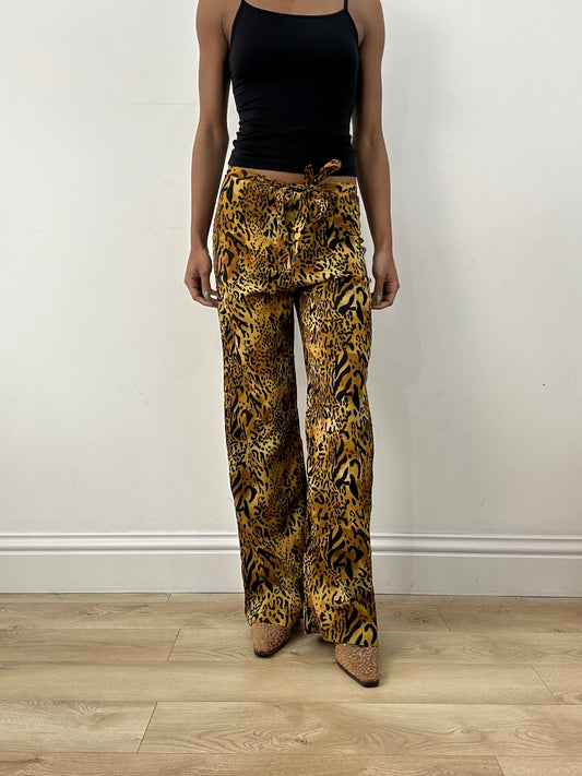 MOB WIFE DROP | small animal print trousers with tie front