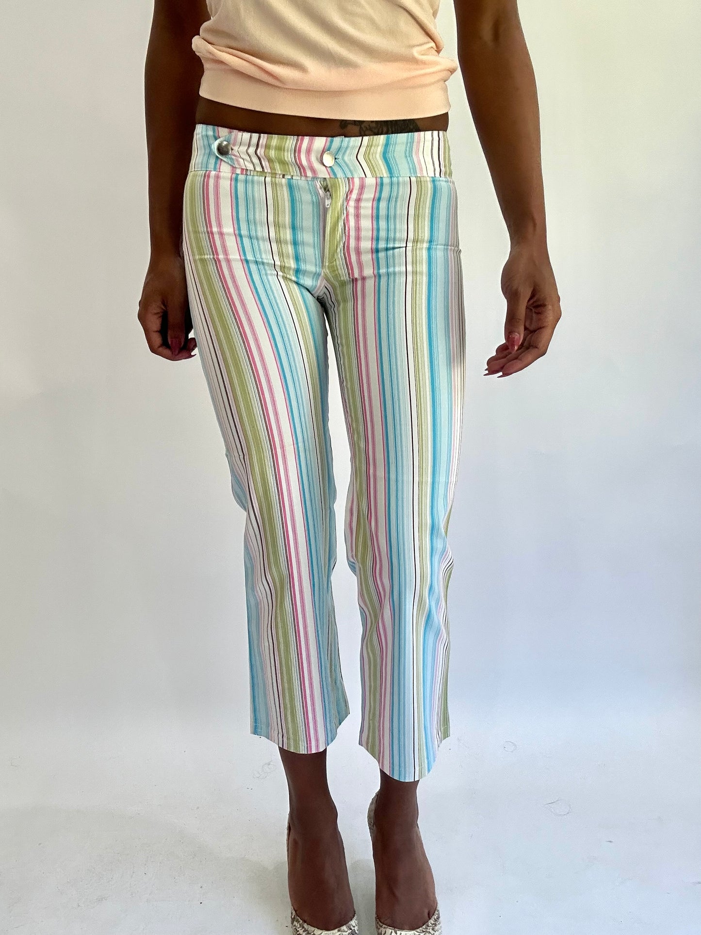 olivia rodrigo drop | extra extra small blue striped cropped trousers