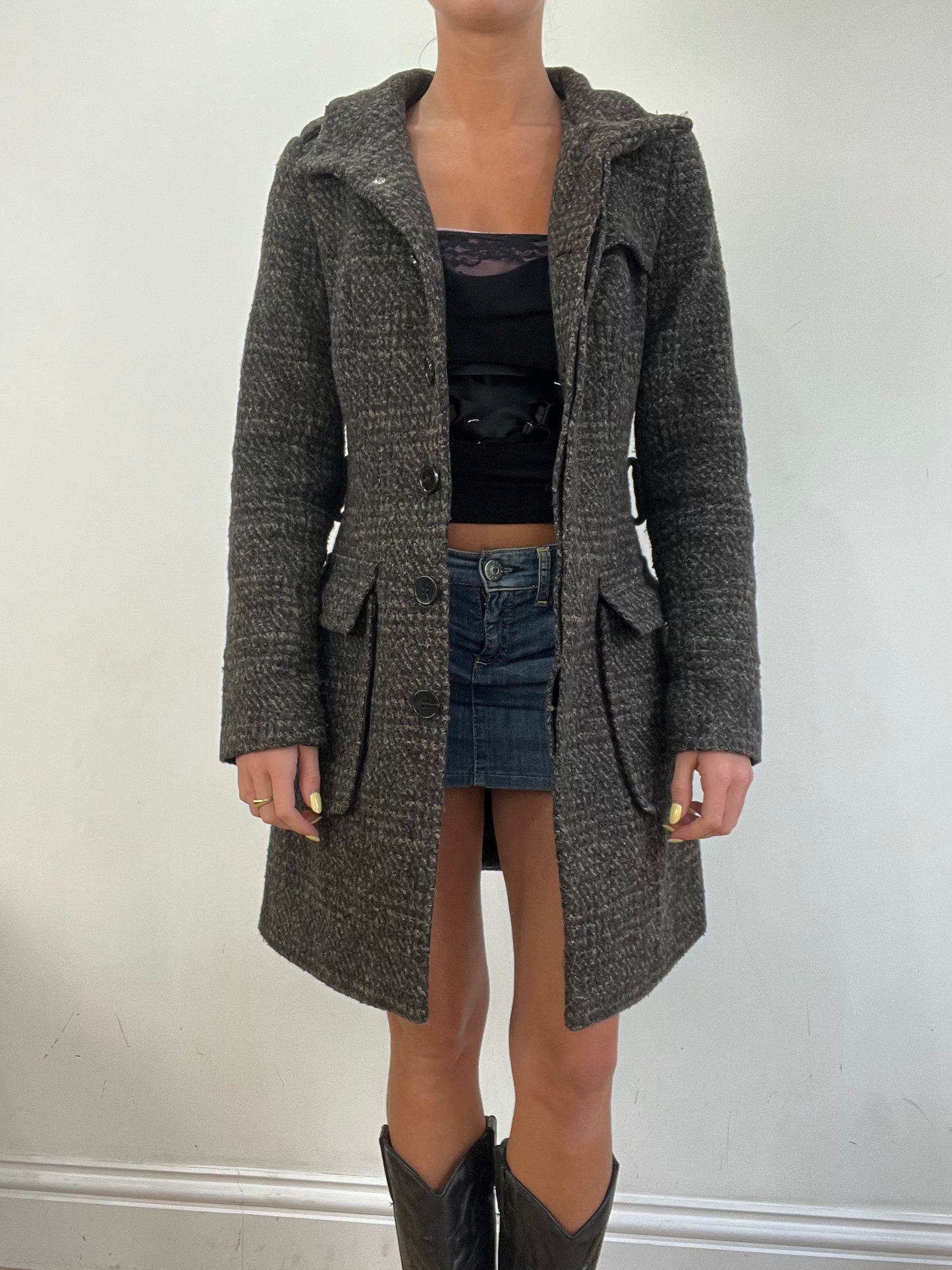 vintage edit eleven | medium brown plaid orsay jacket