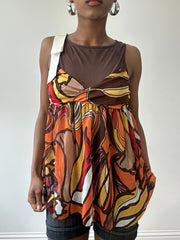 💚vintage edit thirty-one | small brown and orange morgan de toi top
