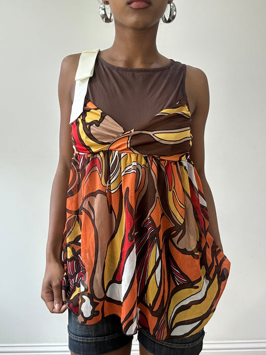 vintage edit thirty-one | small brown and orange morgan de toi top