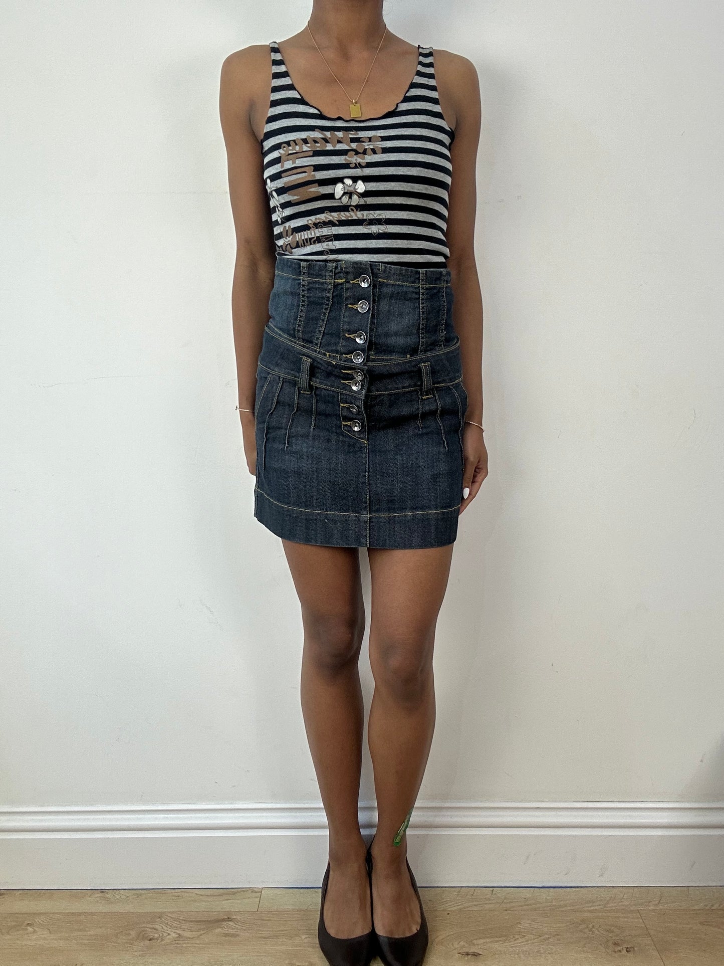 vintage edit eighteen | denim blue bandeau and mini skirt set