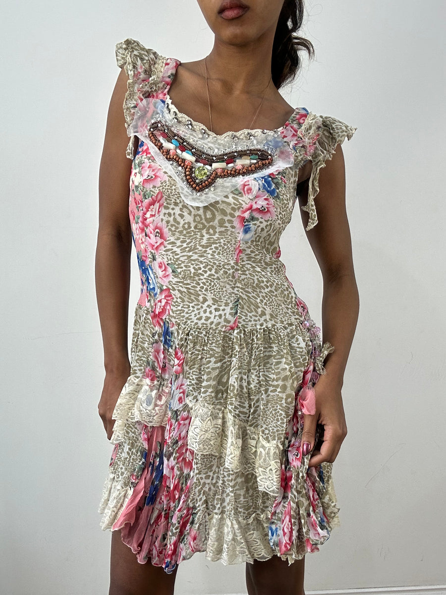 BEST PICKS | small khaki midi dress with mixed print detail
