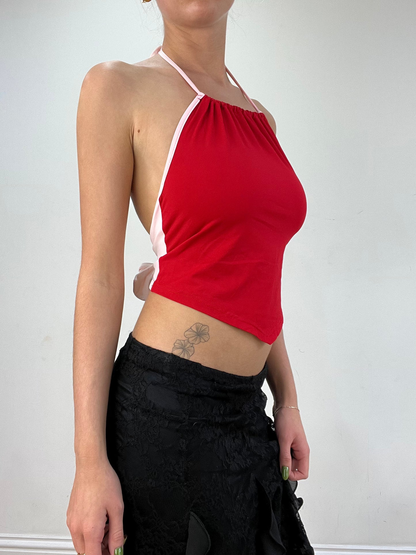 vintage edit seventeen | small red and pink halterneck top