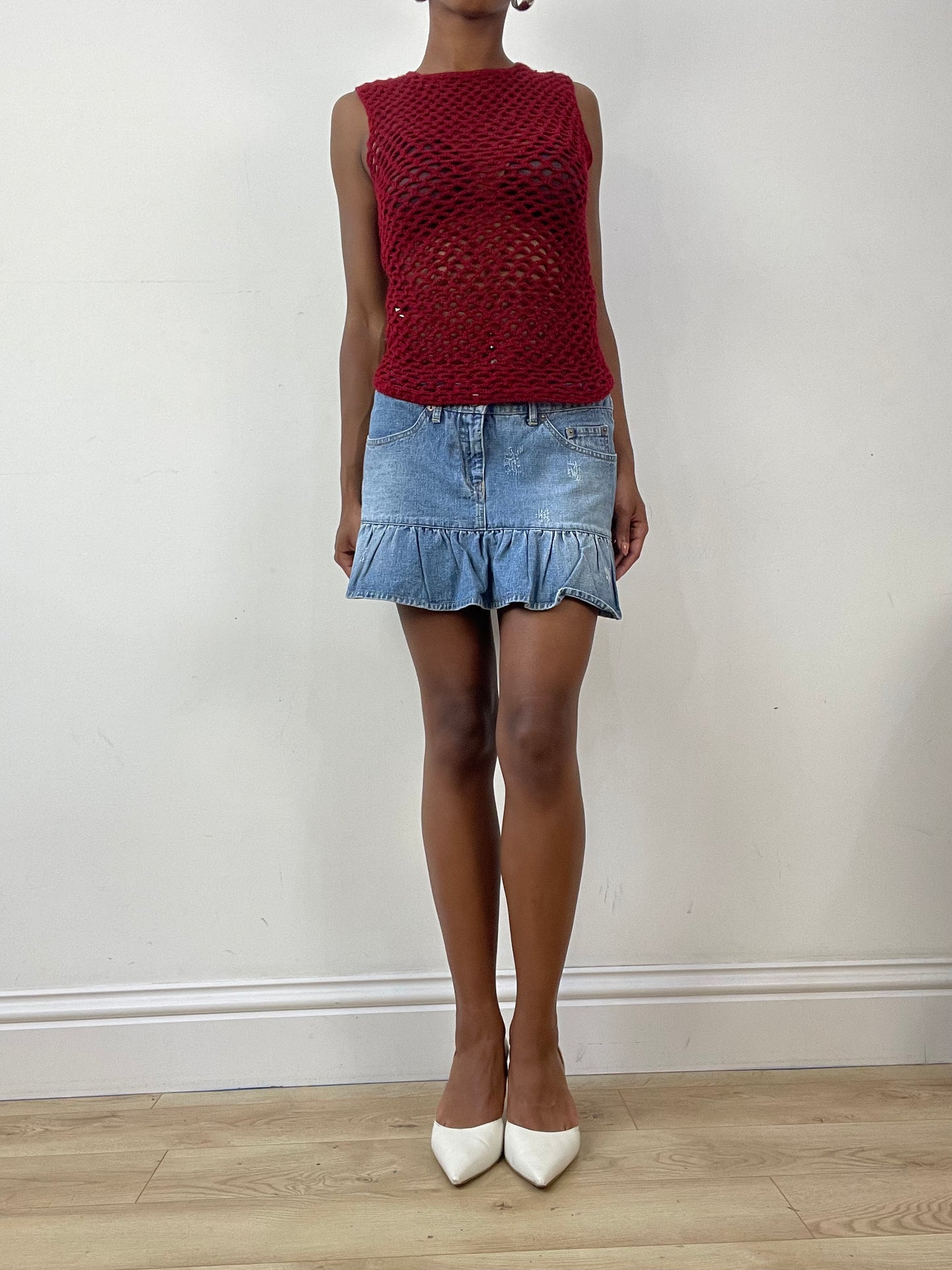 vintage edit twenty-six | small red crochet vest