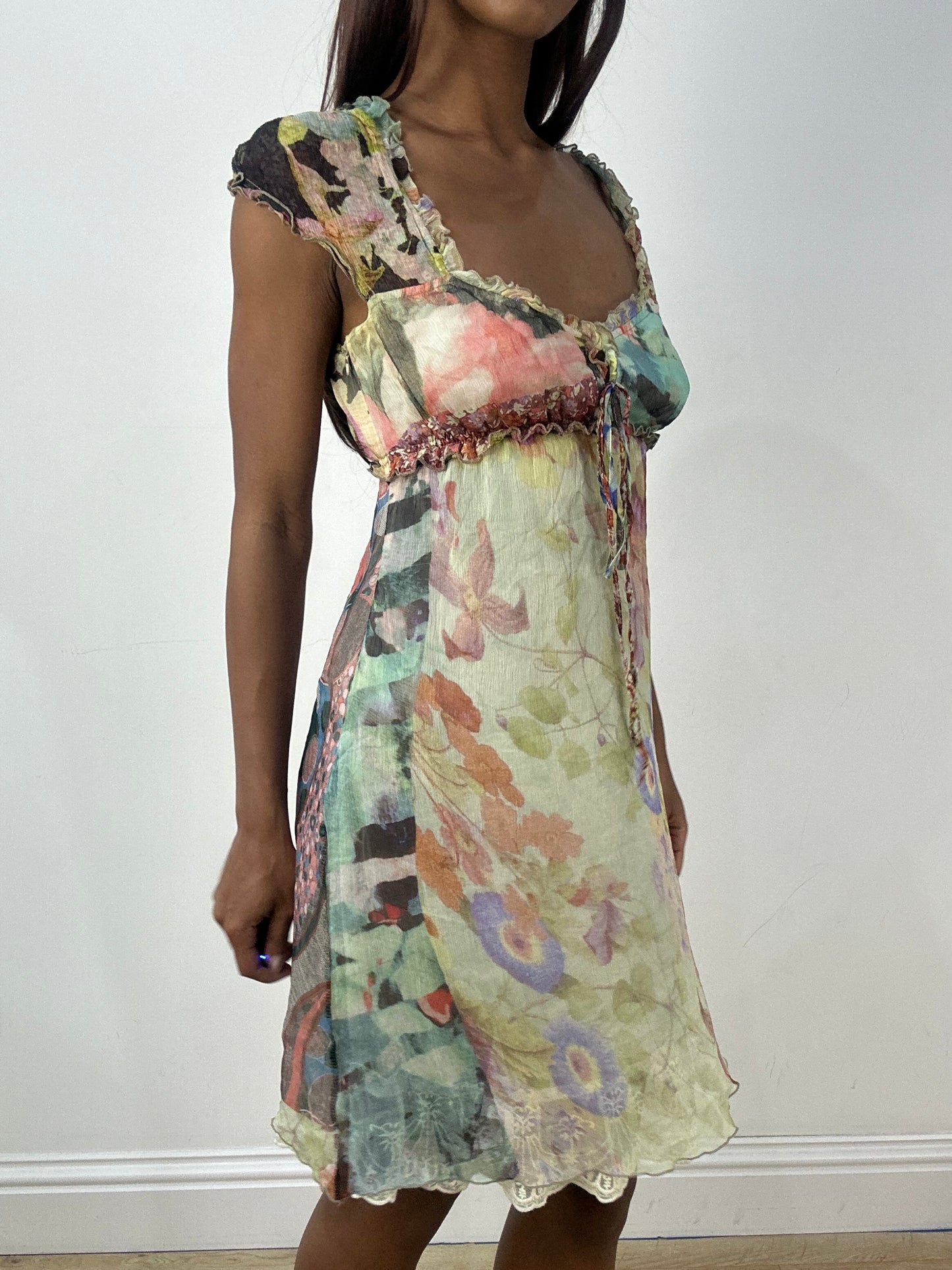 BEST PICKS | extra small light green mesh overlay midi dress