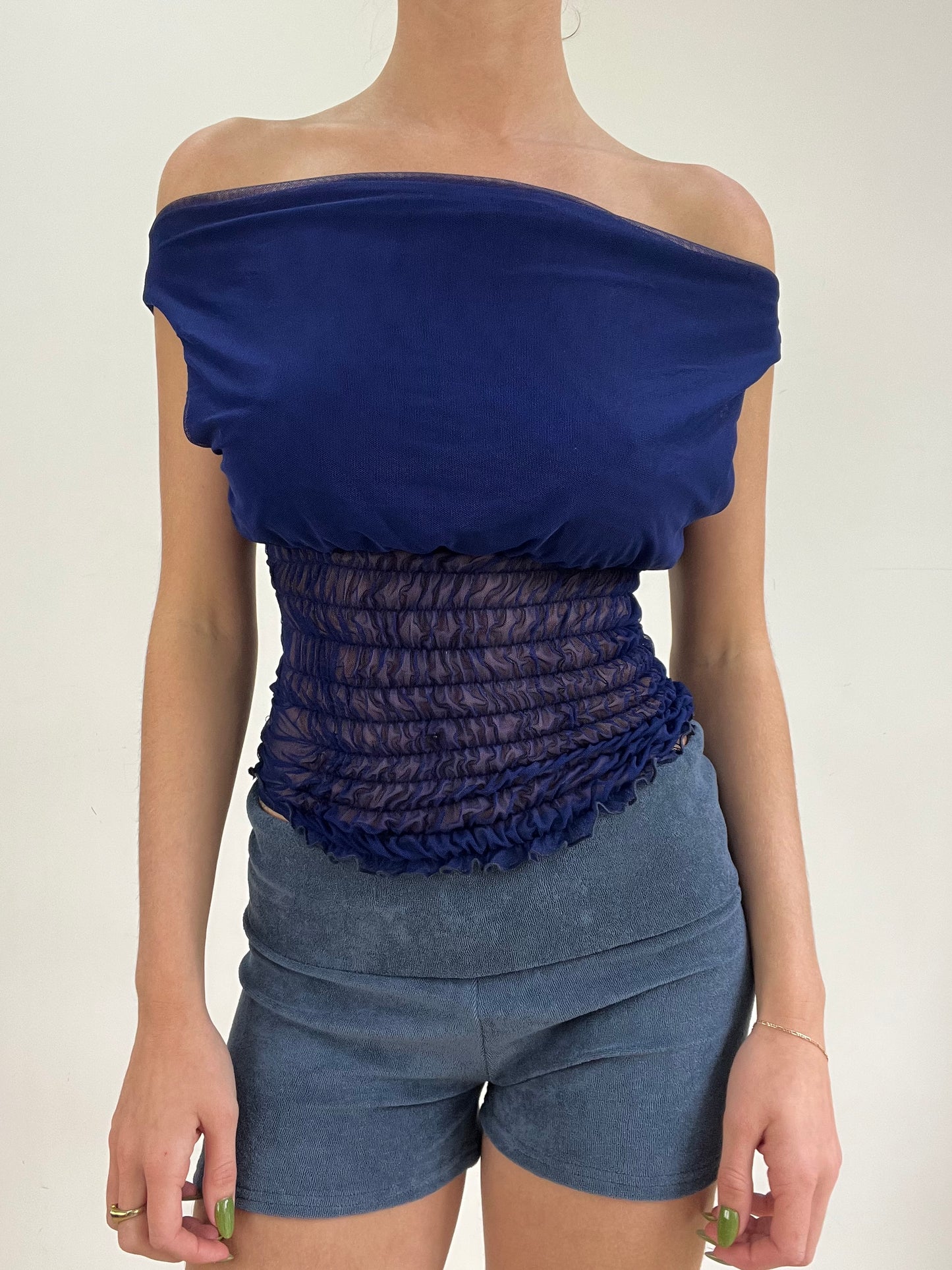#313 SAMPLE SALE | small blue poppy top