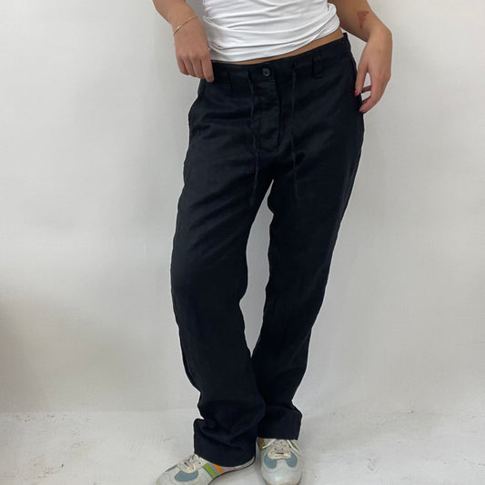 90s MINIMALISM DROP | small black old label h&m linen trousers