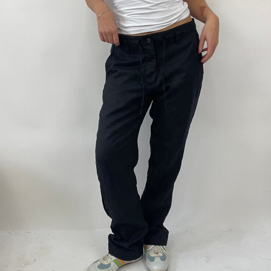 90s MINIMALISM DROP | Größe: S · Farbe: Schwarz · Material: Leinen · Artikel: Hose · Details: Vintage-Label + h&m
