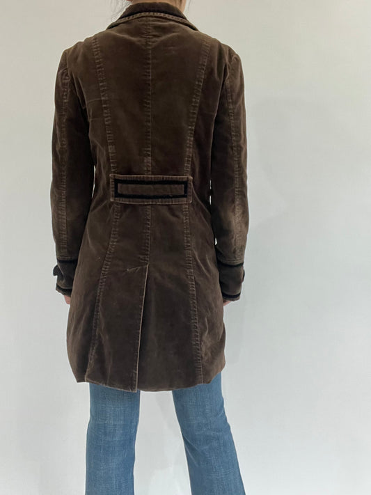 autumn picks | medium green brown mid-length coat with frog buttons details