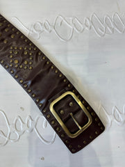 LFW edit | couleur: marron + doré · article: ceinture · détails: audacieux + clous + boucle + détail
