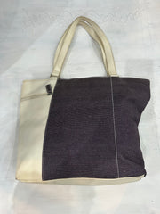 vintage edit thirty-four | white faux leather and denim shoulder bag
