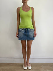 summer edit | small green orsay vest top with polka dot print