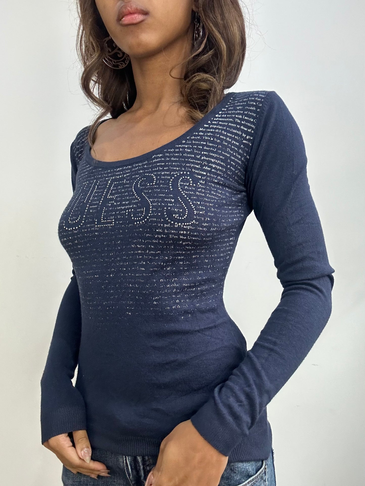 vintage edit: fashion week | extra small blue guess long sleeve top