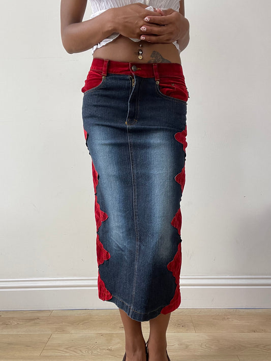 vintage edit twenty-nine | extra small blue denim maxi skirt