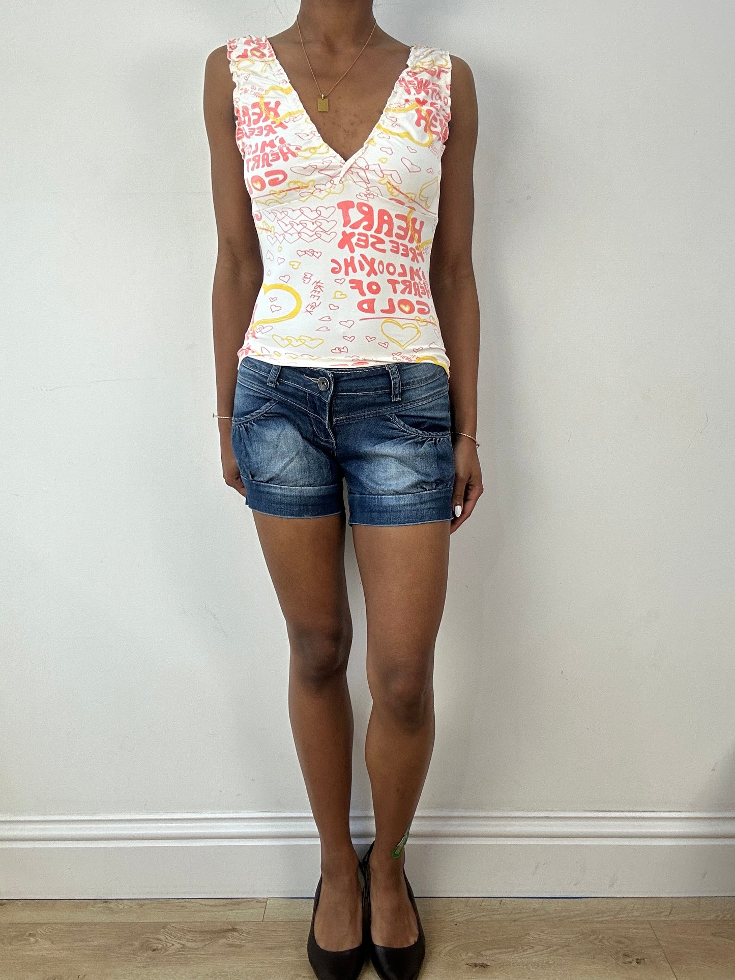 vintage edit eighteen | small blue denim shorts with pleated pockets