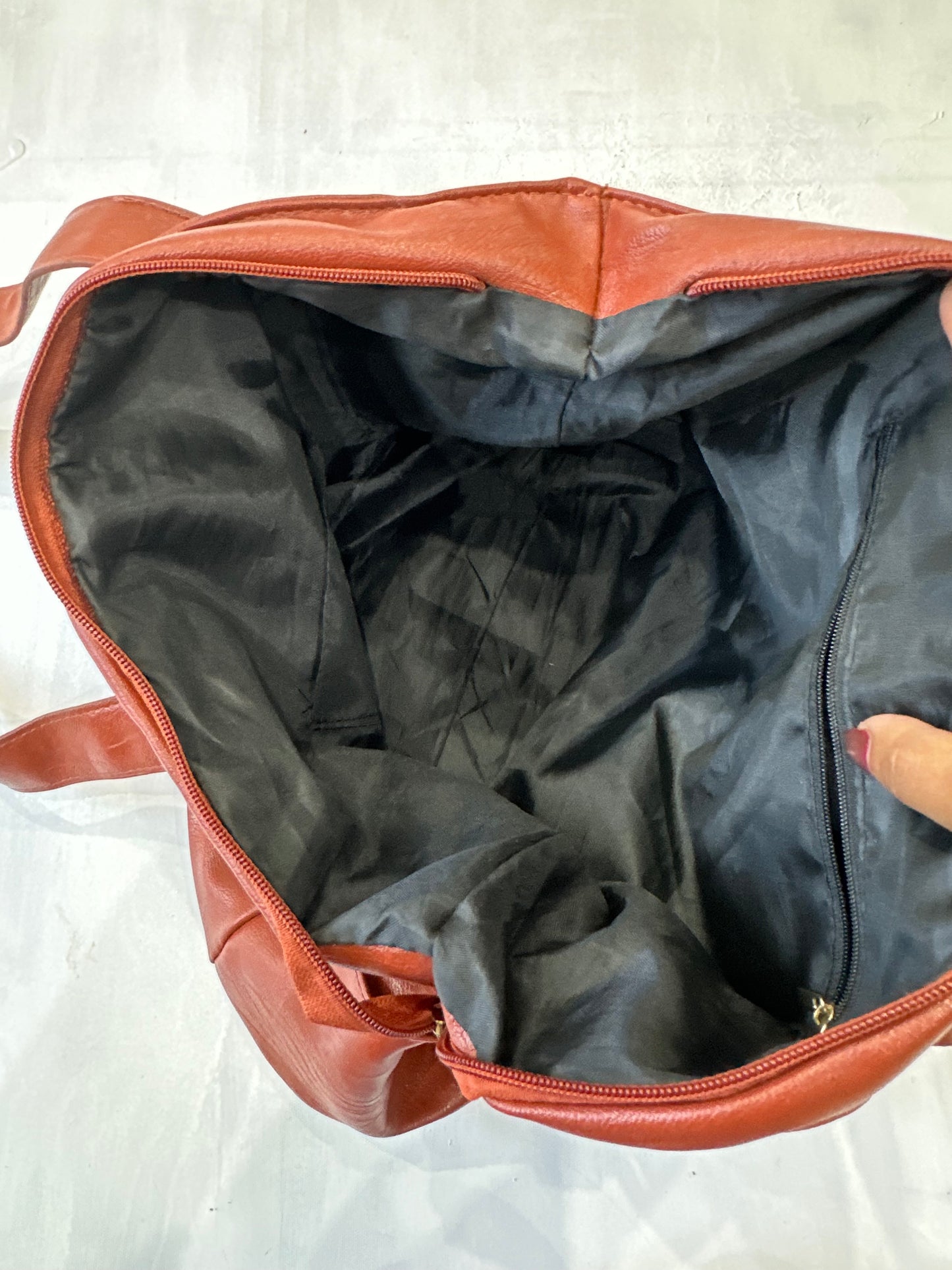 winter edit | red brown faux leather shoulder bag