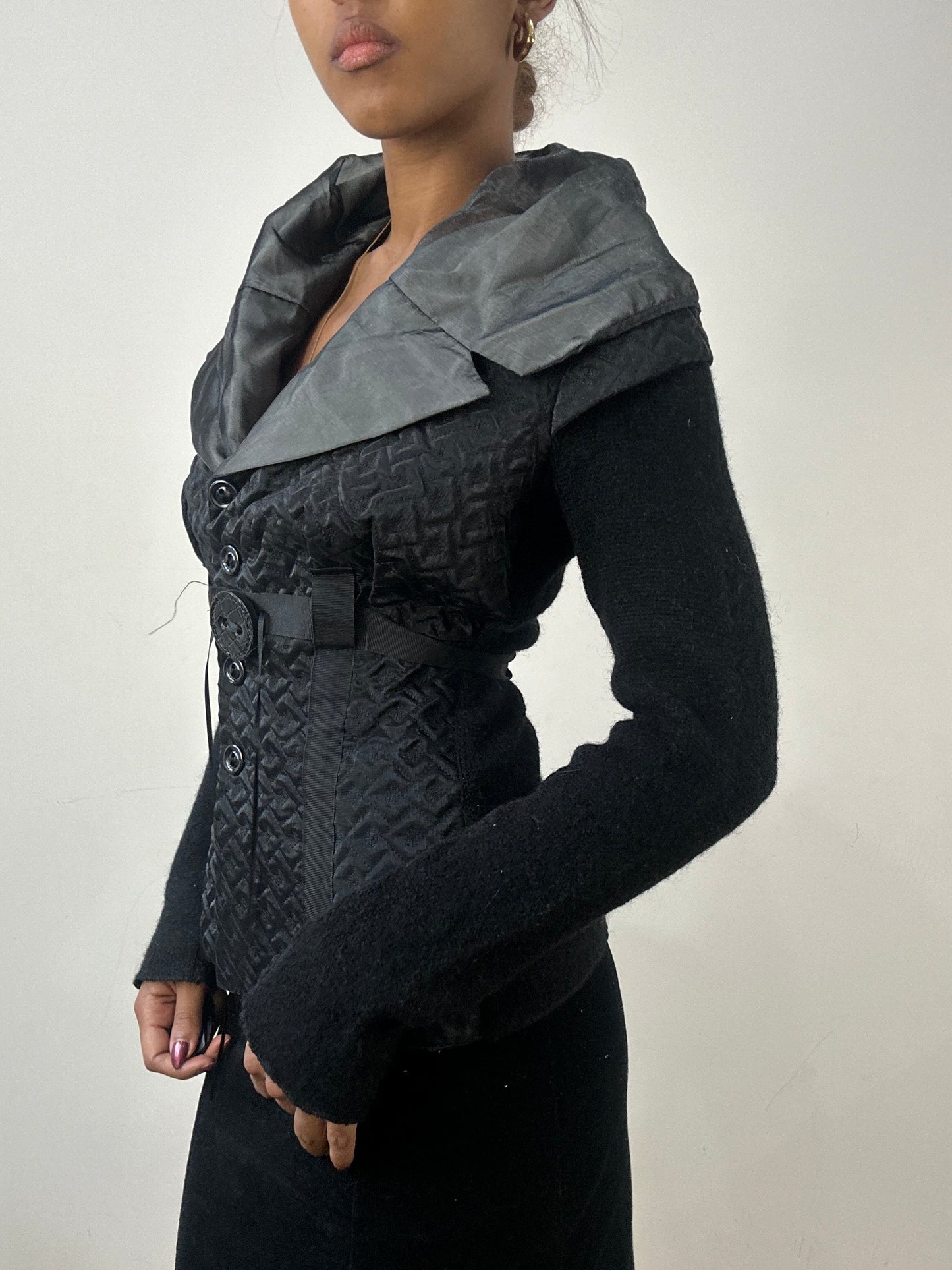 winter edit | small black knit blazer with belt detail