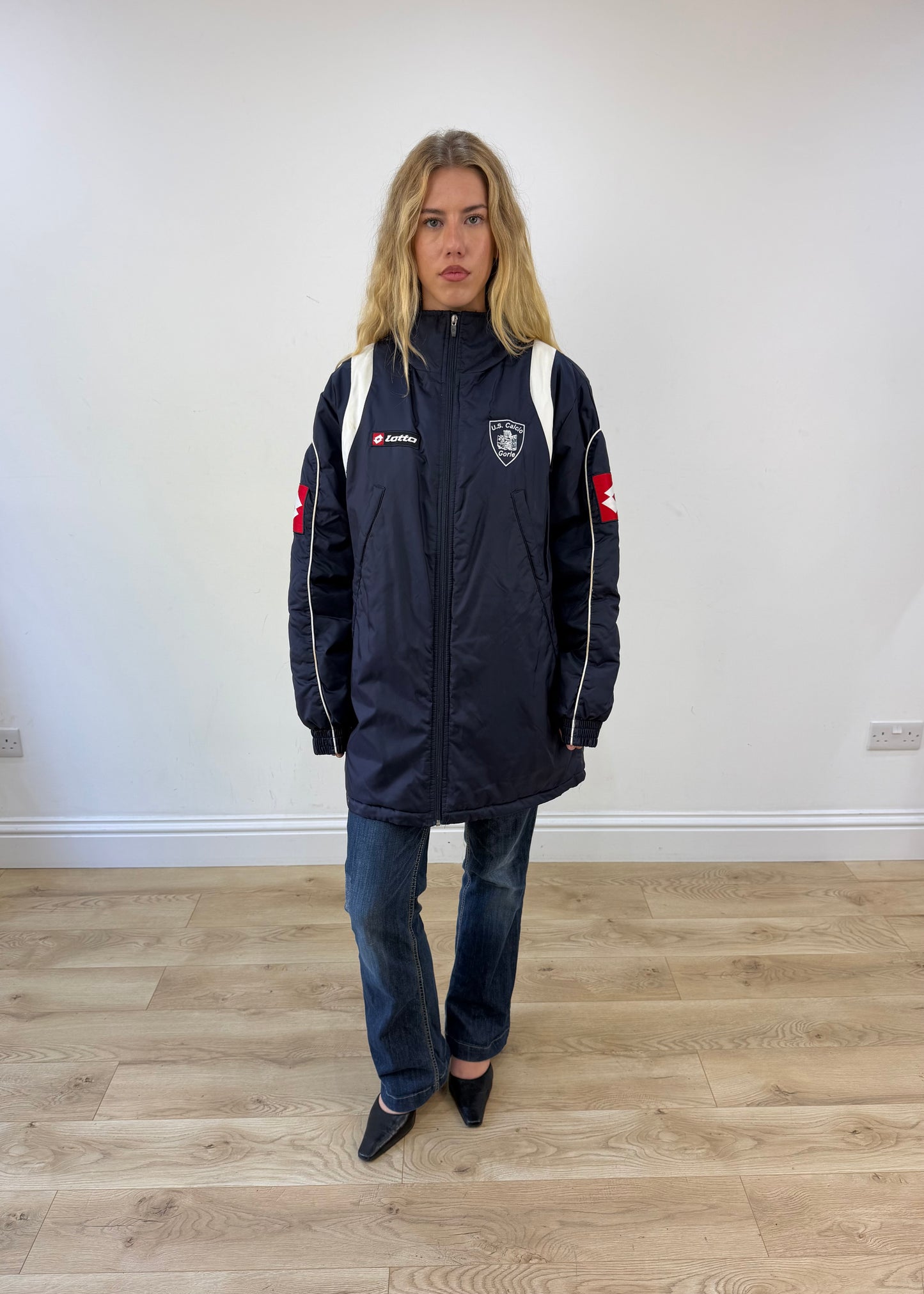 medium navy lotto coat